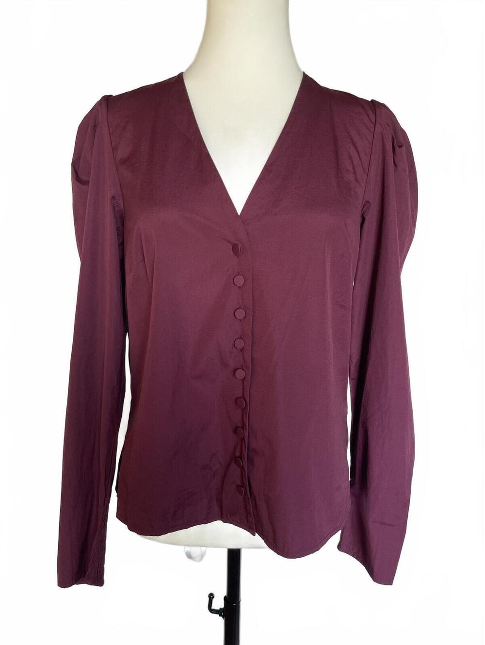 Madewell S Pomegranate Burgundy Puff Sleeve Blouse Dark Academia Whimsigoth NWT